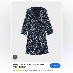 Comptoir Des Cotonniers Silk Navy and White Polka Dress